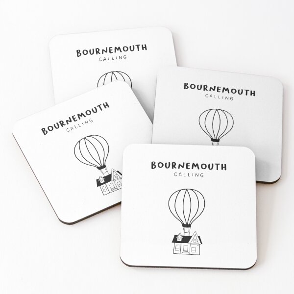 Item preview, Bournemouth Calling - Fun Hot Air Balloon and House Drawing | City in England / UK designed and sold by RM-Journey.