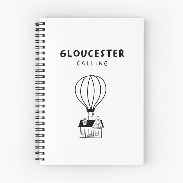Artikelvorschau, Gloucester ruft – Lustige Heißluftballon- und Hauszeichnung | Stadt in England / Großbritannien entworfen und verkauft von RM-Journey.