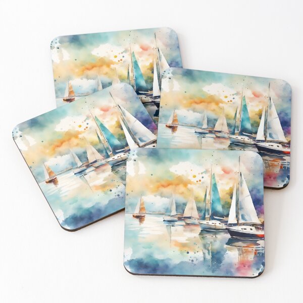 Item preview, Watercolor Sailing Boats designed and sold by sifo2024.