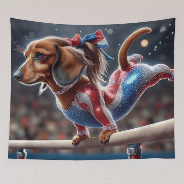 Item preview, Dachshund Celebrity Gymnast Competing  designed and sold by TheDogOnIt.