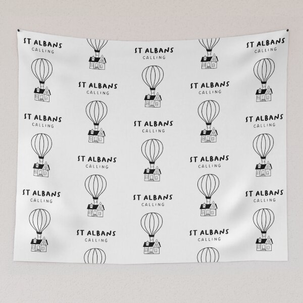 Item preview, St Albans Calling - Fun Hot Air Balloon and House Drawing | City in England / UK designed and sold by RM-Journey.