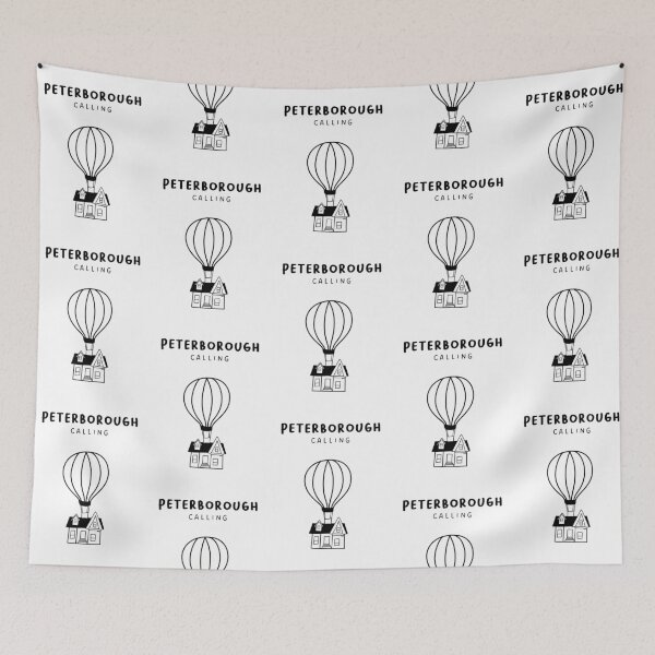 Item preview, Peterborough Calling - Fun Hot Air Balloon and House Drawing | City in England / UK designed and sold by RM-Journey.