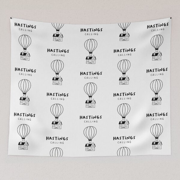 Item preview, Hastings Calling - Fun Hot Air Balloon and House Drawing | City in England / UK designed and sold by RM-Journey.
