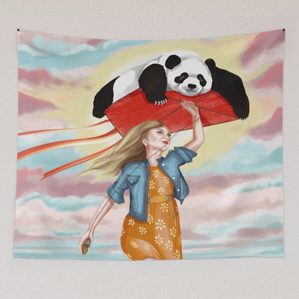 Item preview, Adorable panda watching the sky sitting on the roof designed and sold by Pandositive.