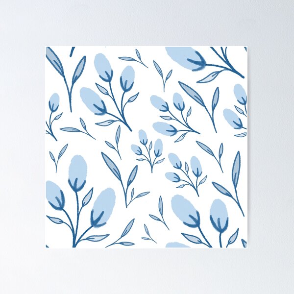 Item preview, Embrace tranquility with our serene blue floral pattern design designed and sold by ARI Designs.