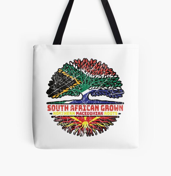 Aperçu de l'œuvre Macédoine du Nord Macédoine du Nord Afrique du Sud Afrique du Sud Arbre Racines Drapeau créée et vendue par FlagX.