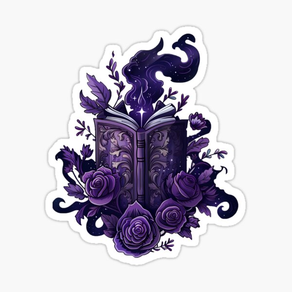Purple Book & Flowers Sticker