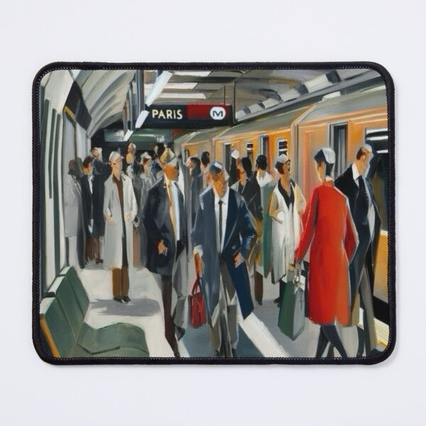 Item preview, Vibrant Paris Metro Station: Urban Life in Motion designed and sold by CARRAANN.