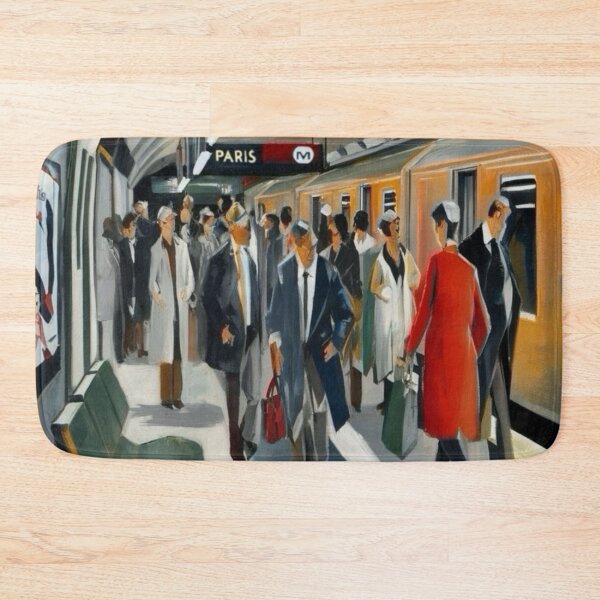 Item preview, Vibrant Paris Metro Station: Urban Life in Motion designed and sold by CARRAANN.
