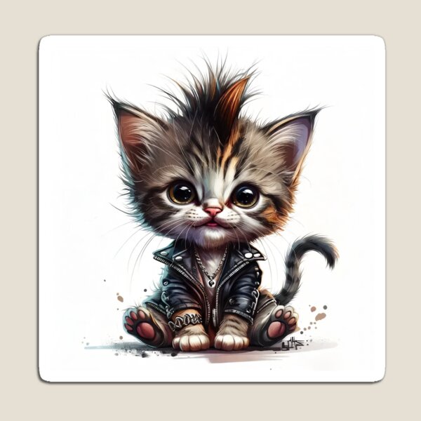 Item preview, Gatito atigrado punk purrfecto designed and sold by ButtonedUp.