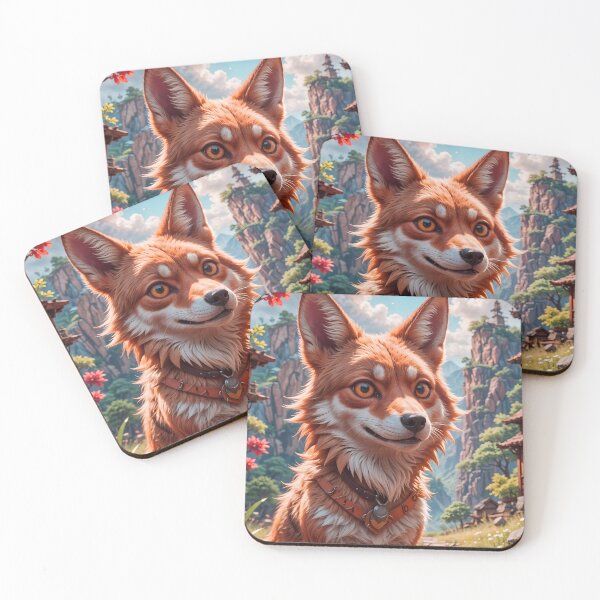 Item preview, Cute Wild Coyote Dog In A Mountain Desert Landscape designed and sold by TheArtOfPat.