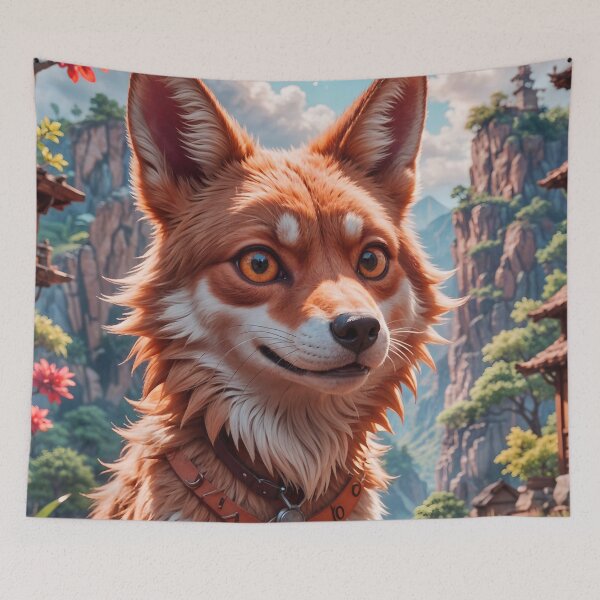 Item preview, Cute Wild Coyote Dog In A Mountain Desert Landscape designed and sold by TheArtOfPat.