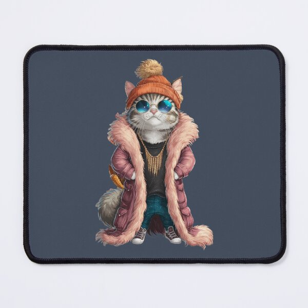 Item preview, Fashion-forward feline rocks fur coat and shades with confidence designed and sold by NiRia Spot.