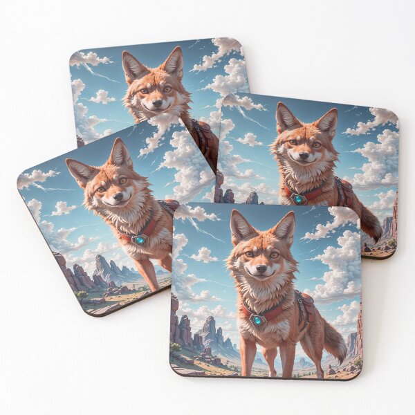 Item preview, Cute Wild Coyote Dog In A Mountain Desert Landscape designed and sold by TheArtOfPat.