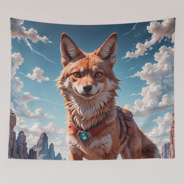 Item preview, Cute Wild Coyote Dog In A Mountain Desert Landscape designed and sold by TheArtOfPat.