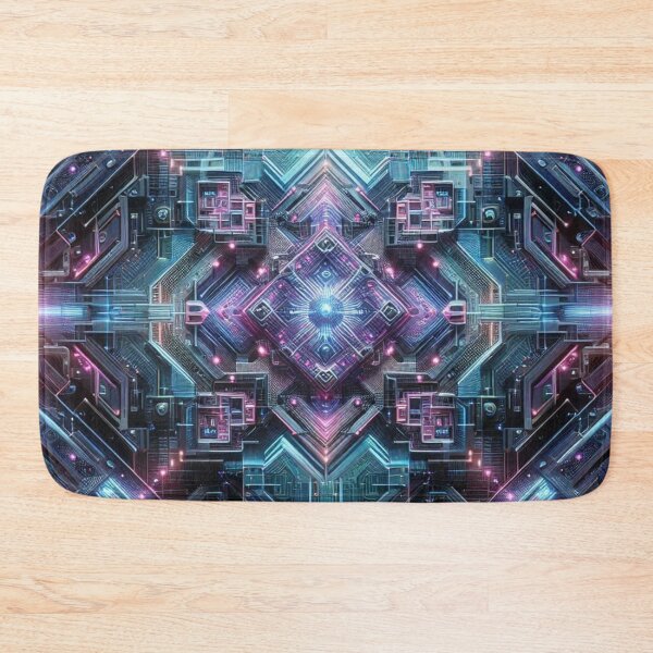 Item preview, Neon Nexus | Futuristic Digital Cityscape with Neon Light and Kaleidoscopic Symmetry designed and sold by tuschollos.