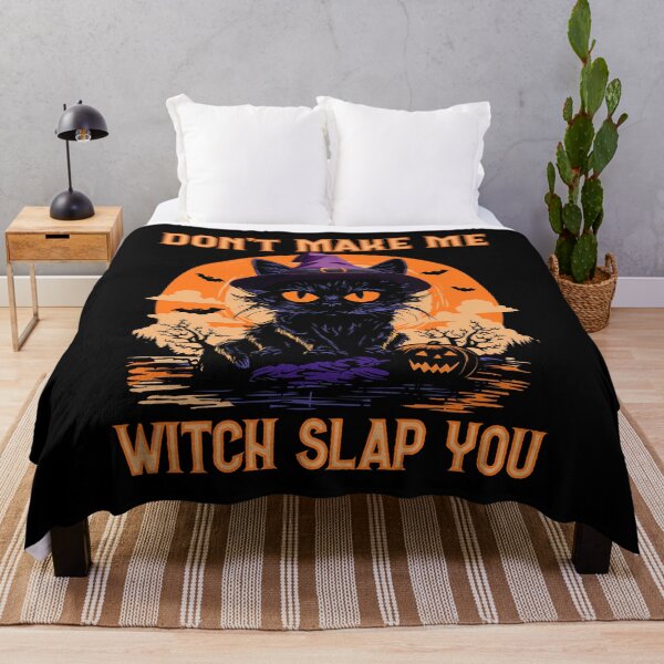 Item preview, Don’t Make Me Witch Slap You Funny Halloween Black Cat Witchy Vibes  designed and sold by Bad Kitty Designz.