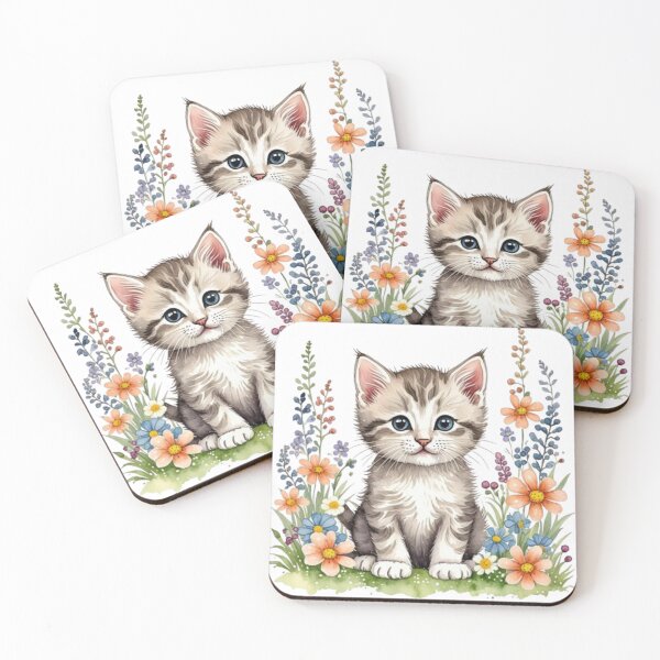 Item preview, Cute Kitten in a field of flowers designed and sold by Shining Star Merch.