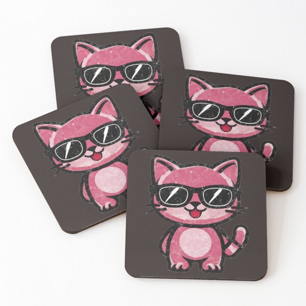 Item preview, vintage cute pink cat with sunglasses designed and sold by rtlabdo.