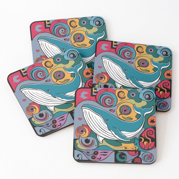 Item preview, Cool Fun Leaping Blue Whale Abstract Art designed and sold by Nature's Fancy.