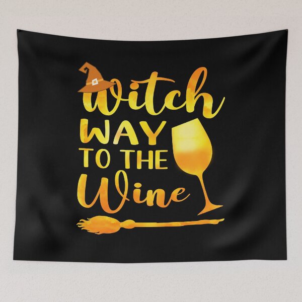 Item preview, Witch Way To The Wine Funny Halloween Pun For Wine Lovers Goth Dark Humor  designed and sold by Bad Kitty Designz.