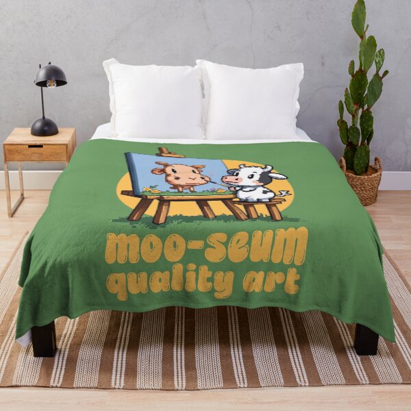 Item preview, Moo-seum Quality Art - Cute Cow Painting Pun Pixel Art designed and sold by Ravensdesign.