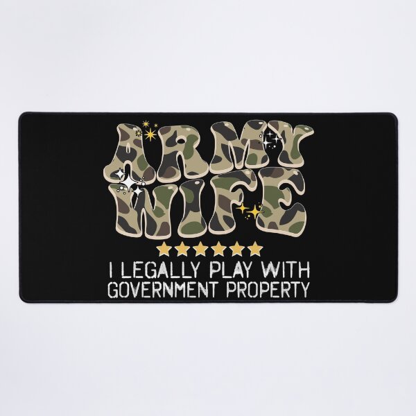Item preview, Funny Army Wife I Legally Play With government Property Retro Groovy Green Camo Pattern designed and sold by Smix Pixels.