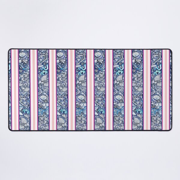 Item preview, Preppy Stripe with hot pink scallop and ocean details painted in watercolor designed and sold by MagentaRose.