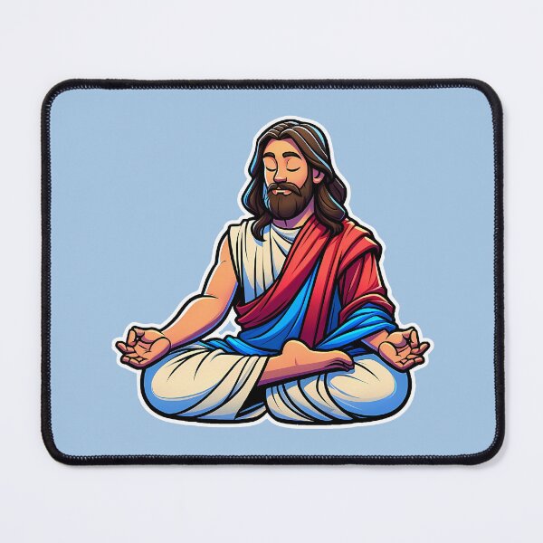 Item preview, Jesus Christ meditating cartoon jesus designed and sold by DivineMovement.