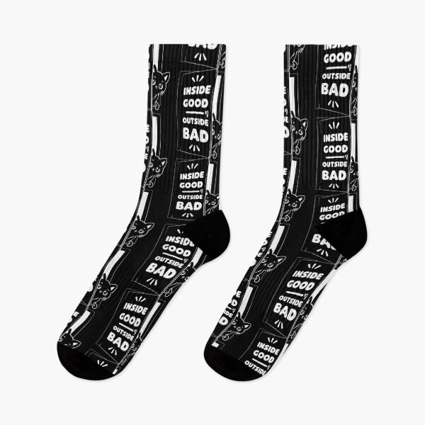 Item preview, Outside is Bad - Cute Black Cat Irony designed and sold by Studio Mootant.