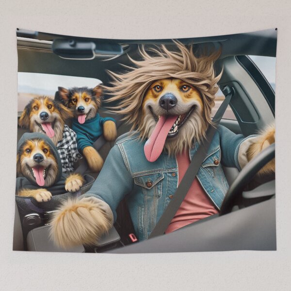 Item preview, Mixed Breed Dog Family on a Road Trip designed and sold by TheDogOnIt.