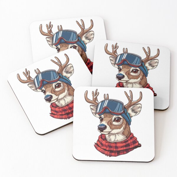 Item preview, Cartoon Art Stickers of a Joyful Deer in Snowboard Goggles and Sweater designed and sold by tjnextgen99.