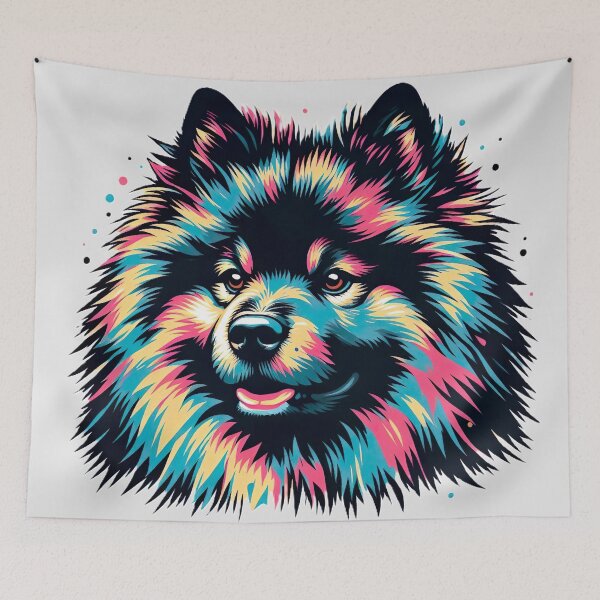 Item preview, Chromatic Keeshond - Vibrant Pop Art Canine Portrait designed and sold by Woof-n-Wear.