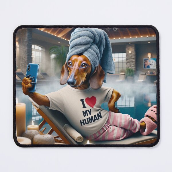 Item preview, Dachshund Social Media Celebrity taking a selfie at the Spa. designed and sold by TheDogOnIt.