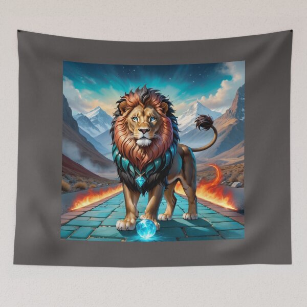 Item preview, Fiery Teal Cobblestone Road With Colorful Lion designed and sold by Melantari Vizuns.