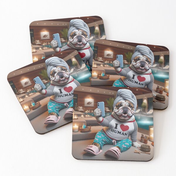 Item preview, Bulldog Social Media Celebrity taking a selfie at the Spa. designed and sold by TheDogOnIt.