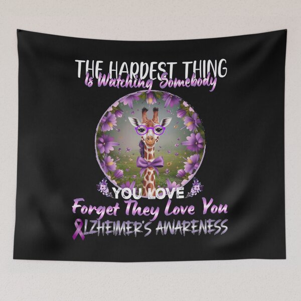 Item preview, The Hardest Thing is Watching Somebody You Love Forget They Love You Purple Giraffe   designed and sold by Smix Pixels.