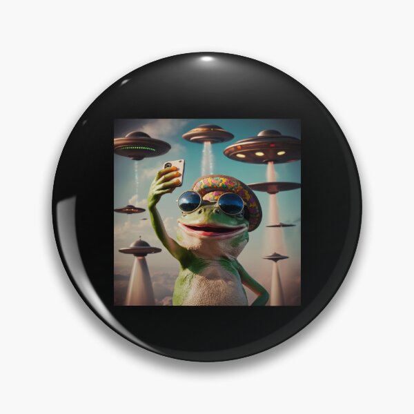 Item preview, Funny Graphic Tee Frog Selfie with UFOs Weird designed and sold by love3617.