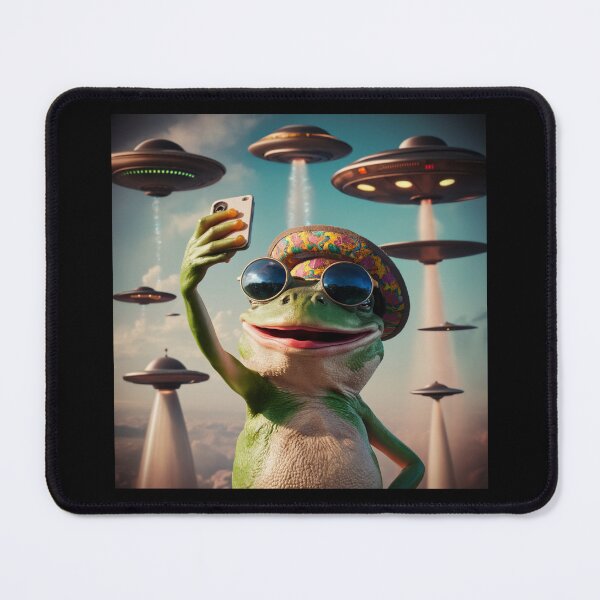 Item preview, Funny Graphic Tee Frog Selfie with UFOs Weird designed and sold by love3617.