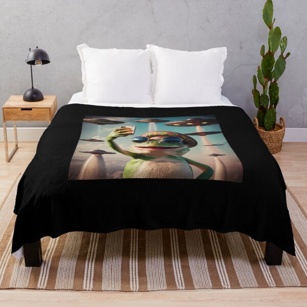 Item preview, Funny Graphic Tee Frog Selfie with UFOs Weird designed and sold by love3617.