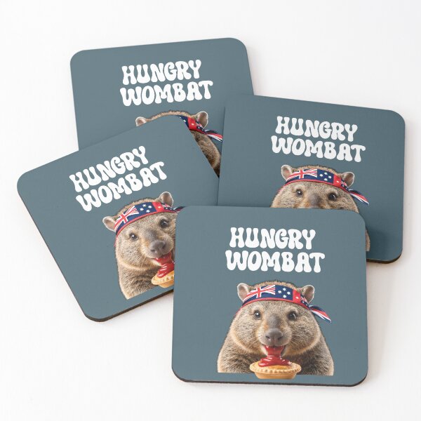 Item preview, Hungry Wombat eating Aussie Pie designed and sold by AldeaPod.