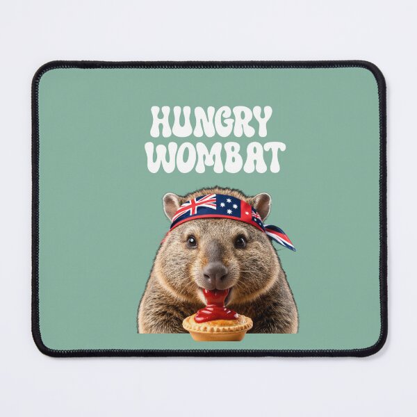 Item preview, Hungry Wombat eating Aussie Pie designed and sold by AldeaPod.