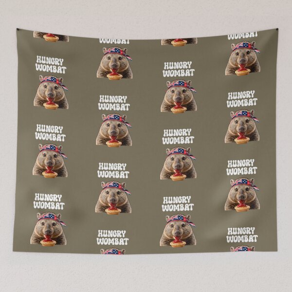 Item preview, Hungry Wombat eating Aussie Pie designed and sold by AldeaPod.
