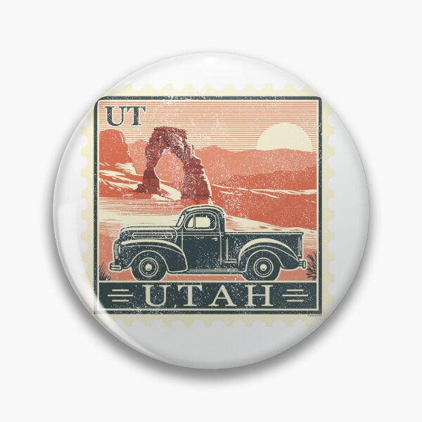 Artikelvorschau, Utah Delicate Arch mit Pickup Truck Vintage Stempel entworfen und verkauft von Automotive Art by Greg.