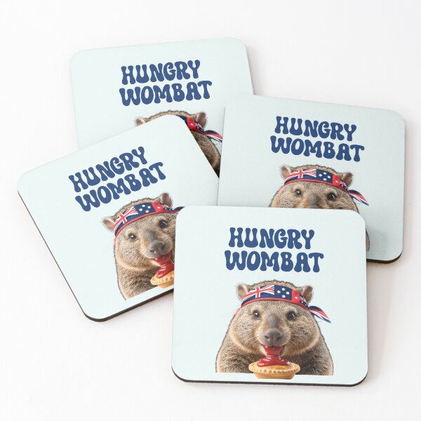 Item preview, Hungry Wombat eating Aussie Pie designed and sold by AldeaPod.