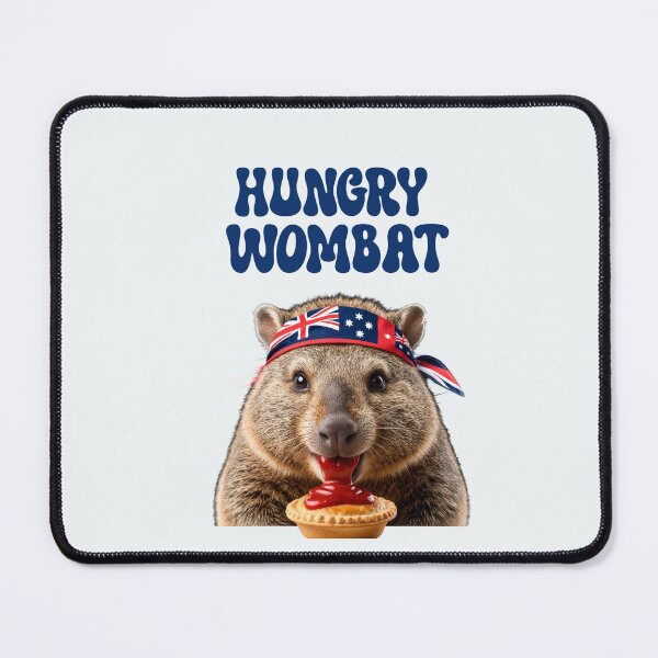 Item preview, Hungry Wombat eating Aussie Pie designed and sold by AldeaPod.