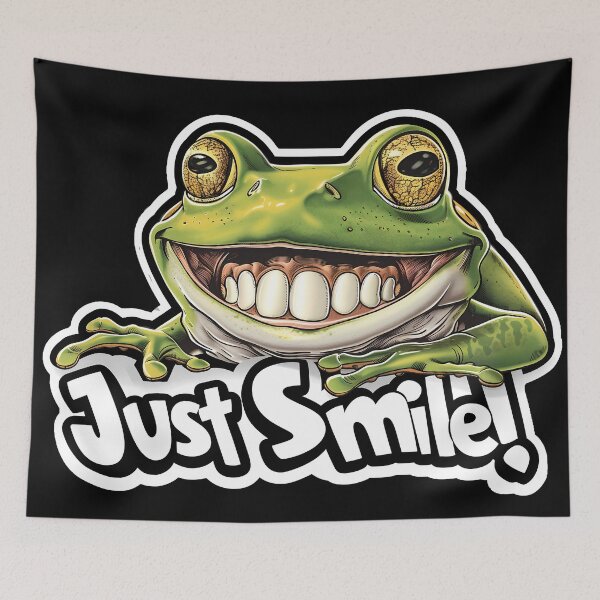 Item preview, Funny Smiling ugly Frog Cartoon - Just Smile! designed and sold by meshhead.
