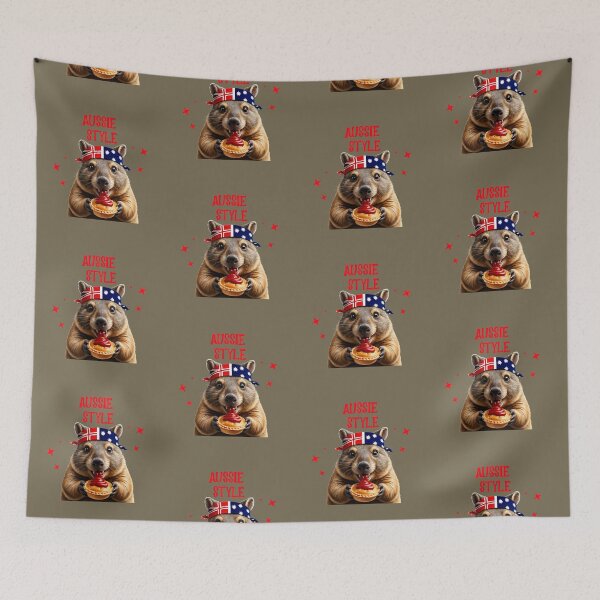 Item preview, Hungry Wombat eats a Pie, Aussie - Style designed and sold by AldeaPod.