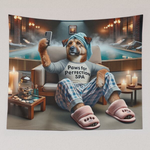 Item preview, Mixed Breed Dog Social Media Celebrity taking a selfie at the Spa. designed and sold by TheDogOnIt.