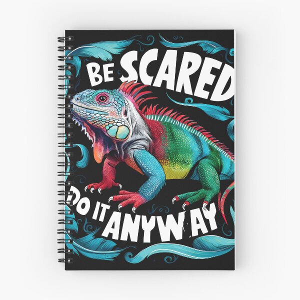 Item preview, Be Scared and Do It Anyway Retro Colors Colorful Iguana designed and sold by PupnkittyMania ⭐⭐⭐⭐⭐.